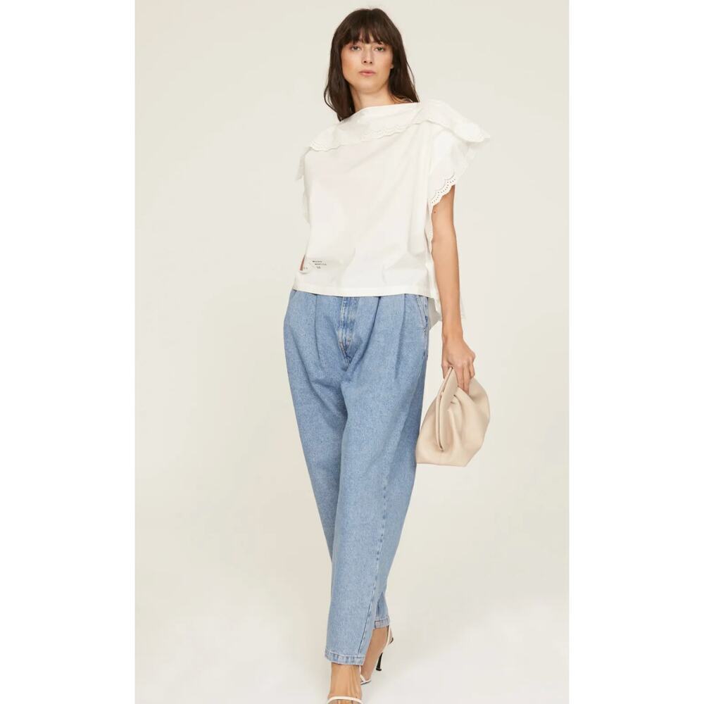 MM6 Maison Margiela Eyelet  Cotton Boat Neck Top SZ 40
